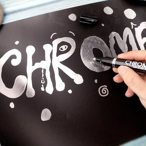 أقلام تحديد كروم سائلة فضية، أقلام كروم مرآة لامعة دائمة، أقلام طلاء عاكسة للبلاستيك، المعدن، طلاء النماذج، مجموعة اللمس والإصلاح (الحجم: 3 قطع) in Kuwait