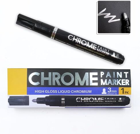 أقلام تحديد كروم سائلة فضية، أقلام كروم مرآة لامعة دائمة، أقلام طلاء عاكسة للبلاستيك، المعدن، طلاء النماذج، مجموعة اللمس والإصلاح (الحجم: 3 قطع) in Kuwait