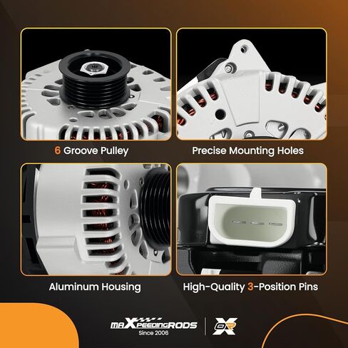 maXpeedingrods Alternator For Ford Freestyle Five Hundred For Mercury Montego, V6 3.0L 2005 2006 2007, 12V 130A 6-Groove Pulley Class IR Regulator High Output Alternator 6F9T10300AA in Saudi Arabia