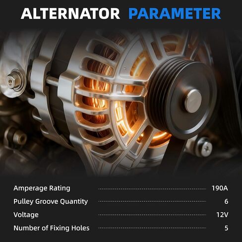 A0009067703 Alternator Compatible with Mercedes Benz W205 C300 2015-2018, GLC300 2016-2019, GLC350e 2020, 190A 12V Automotive Replacement Alternators 0125812011 0125812058 6 Groove Pulley in Kuwait