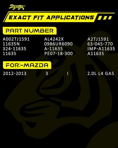 Oktiger 110A Upgraded Alternator for Mazda 3 i 2012 2013, Fit for Mazda 3 i 2012-2013, Replacement Stable Output Alternator, L4 12V 110A Clockwise 6-Groove Pulley, OE A002TJ1591 11635N in Kuwait