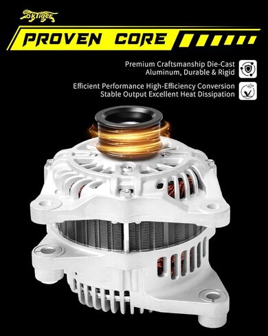 Oktiger 110A Upgraded Alternator for Mazda 3 i 2012 2013, Fit for Mazda 3 i 2012-2013, Replacement Stable Output Alternator, L4 12V 110A Clockwise 6-Groove Pulley, OE A002TJ1591 11635N in Kuwait