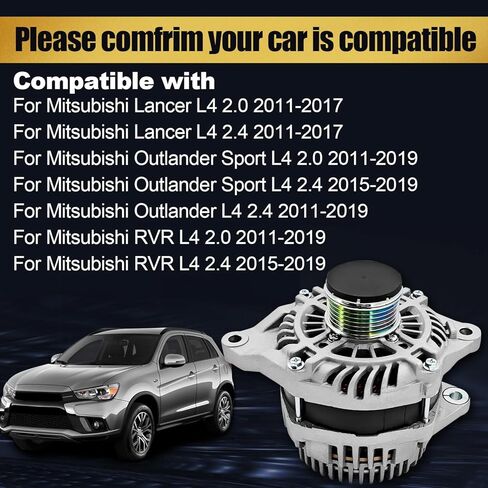 1800A288 130A Alternator Compatible With Mitsubishi Outlander 2.0L 2.4L 2011-2019 Lancer 2.0L 2.4L 2011-2017 for RVR 2.0L 2011-2017 Replace A002TX0881A A2TX0881A in Kuwait
