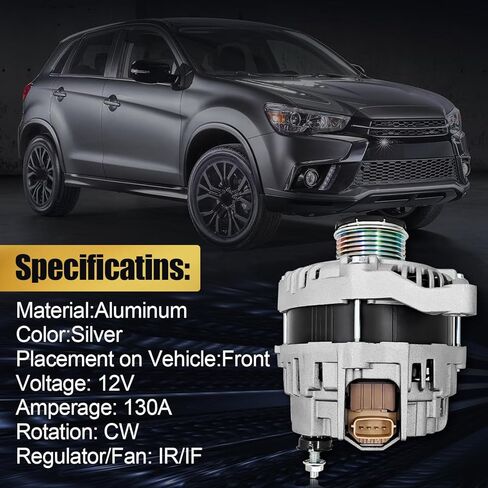 1800A288 130A Alternator Compatible With Mitsubishi Outlander 2.0L 2.4L 2011-2019 Lancer 2.0L 2.4L 2011-2017 for RVR 2.0L 2011-2017 Replace A002TX0881A A2TX0881A in Kuwait