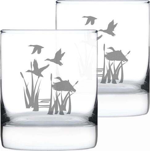 زجاج Duck Pond Whisky Rocks - هدايا بطابع المقصورة أو ديكور ريفي للرجال والنساء - كوب شرب الويسكي الممتع - 10.25 أونصة in Kuwait