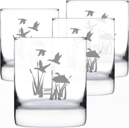 زجاج Duck Pond Whisky Rocks - هدايا بطابع المقصورة أو ديكور ريفي للرجال والنساء - كوب شرب الويسكي الممتع - 10.25 أونصة in Kuwait