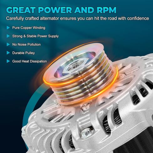 23700-AA701 المولد متوافق مع 2011 2012 2013 سوبارو فورستر H4 2.5L، 12V 110A 6-Groove بكرة في اتجاه عقارب الساعة استبدال لـ 11579N، 11579، 11083، AL4313X، A002TL0091A in Kuwait