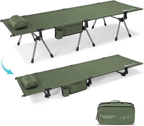 Gonex Camping Cot, Portable Ultralight Folding Camping Cot Supports 350lbs 74.8"x27.5"x15.7"/5.9" Height Adjustable with Cot Leg Extenders, Cot for Camping, Travel,Beach, Home (Black,1PCS) in Saudi Arabia