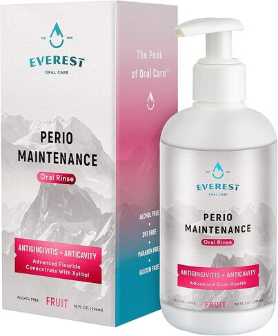 Perio Maintenance Alcohol Free Mouthwash – Concentrated Mouthwash for Bad Breath, Plaque, Sensitive Teeth, and Gingivitis or Gum Disease - Fresh Mint Flavored Fluoride Rinse Pack of 2 by Everest in Saudi Arabia