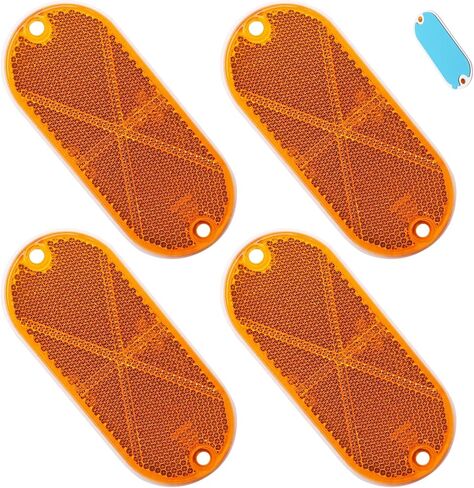 4 Pack Reflective Oval Reflectors, Self Adhesive Yellow Reflector Drill Mount, Quick Mount Reflectors for Trailer Driveway Mailbox Vehicle Owners in Kuwait