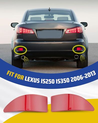 2Pcs Rear Bumper Reflectors Covers Housing Fit for Lexus IS250 IS350 2006-2013, Red ABS Lens in Saudi Arabia