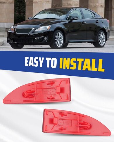 2Pcs Rear Bumper Reflectors Covers Housing Fit for Lexus IS250 IS350 2006-2013, Red ABS Lens in Saudi Arabia