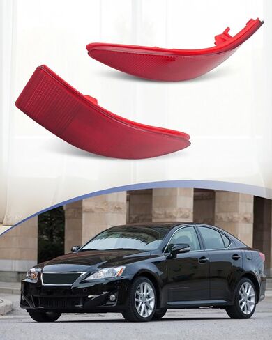 2Pcs Rear Bumper Reflectors Covers Housing Fit for Lexus IS250 IS350 2006-2013, Red ABS Lens in Saudi Arabia