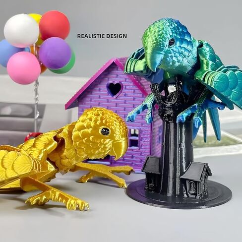 3D Printed Decorative Parrot - mini 3D Printed Animals & Toys for Home Office Deco, Festival Gifts & Executive Desk Toys for Autism/ADHD（Blue-Green） in Saudi Arabia