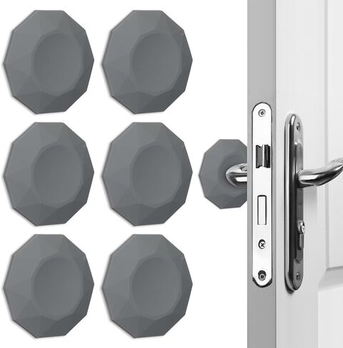 Nuanchu 6 Pcs 3'' Door Stops Wall Protector Silicone Rubber Door Bumpers with Strong Adhesive Quiet and Shock Absorbent Knob Protector for Wall Home Office Protects Every Surface(Gray) in Saudi Arabia