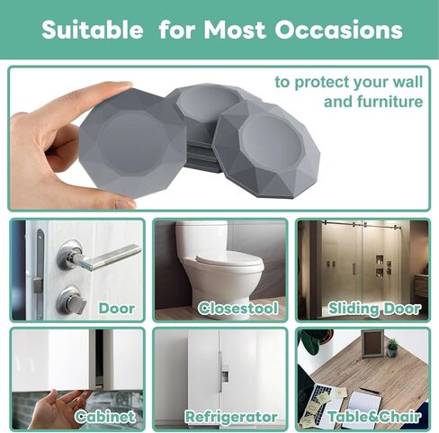 Nuanchu 6 Pcs 3'' Door Stops Wall Protector Silicone Rubber Door Bumpers with Strong Adhesive Quiet and Shock Absorbent Knob Protector for Wall Home Office Protects Every Surface(Gray) in Saudi Arabia