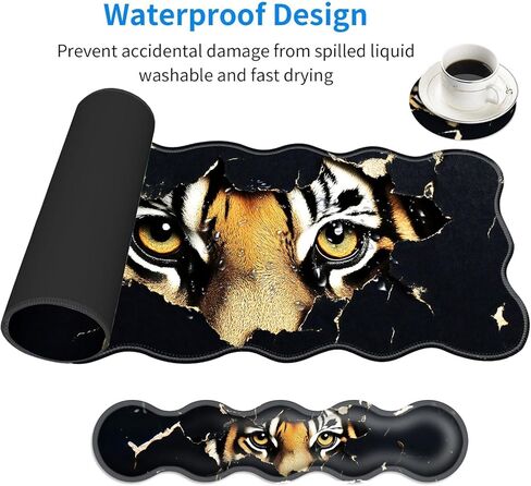 Large Mouse Pad and Keyboard Wrist Rest, Desk Pad for Keyboard and Mouse, 4-in-1 Large Gaming Mouse Pad with Wrist Support, Desk Mat for Home Office Study Game-Tiger Eyes in Saudi Arabia