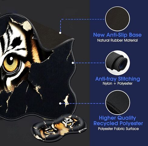 Large Mouse Pad and Keyboard Wrist Rest, Desk Pad for Keyboard and Mouse, 4-in-1 Large Gaming Mouse Pad with Wrist Support, Desk Mat for Home Office Study Game-Tiger Eyes in Saudi Arabia