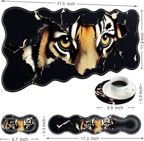 Large Mouse Pad and Keyboard Wrist Rest, Desk Pad for Keyboard and Mouse, 4-in-1 Large Gaming Mouse Pad with Wrist Support, Desk Mat for Home Office Study Game-Tiger Eyes in Saudi Arabia