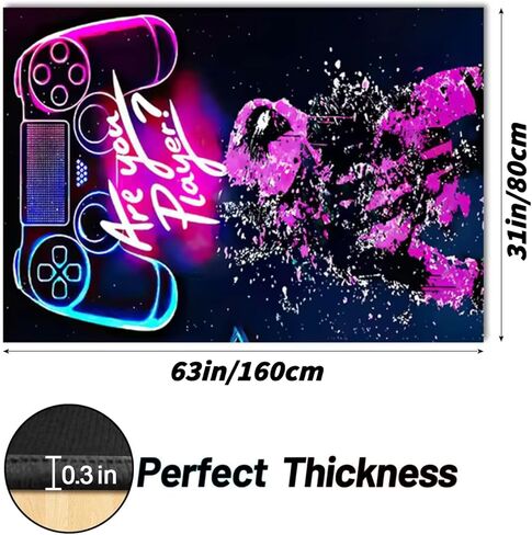 سجادة منطقة الألعاب للأولاد، سجادة ألعاب الفيديو للمراهقين، سجادة أرضية للألعاب، سجادة مع تصميم مانع للانزلاق، لوحة ألعاب رائعة لغرفة النوم، غرفة اللعب، غرفة المعيشة، غرفة الألعاب الإلكترونية (63 * 31 بوصة) in Kuwait