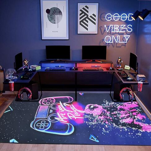 سجادة منطقة الألعاب للأولاد، سجادة ألعاب الفيديو للمراهقين، سجادة أرضية للألعاب، سجادة مع تصميم مانع للانزلاق، لوحة ألعاب رائعة لغرفة النوم، غرفة اللعب، غرفة المعيشة، غرفة الألعاب الإلكترونية (63 * 31 بوصة) in Kuwait