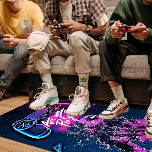 سجادة منطقة الألعاب للأولاد، سجادة ألعاب الفيديو للمراهقين، سجادة أرضية للألعاب، سجادة مع تصميم مانع للانزلاق، لوحة ألعاب رائعة لغرفة النوم، غرفة اللعب، غرفة المعيشة، غرفة الألعاب الإلكترونية (63 * 31 بوصة) in Kuwait