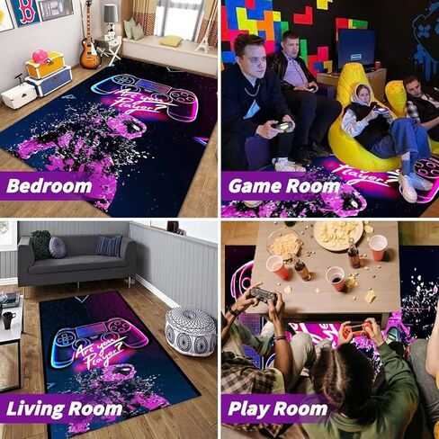 سجادة منطقة الألعاب للأولاد، سجادة ألعاب الفيديو للمراهقين، سجادة أرضية للألعاب، سجادة مع تصميم مانع للانزلاق، لوحة ألعاب رائعة لغرفة النوم، غرفة اللعب، غرفة المعيشة، غرفة الألعاب الإلكترونية (63 * 31 بوصة) in Kuwait