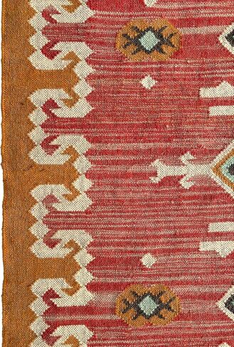 سجادة الكليم التقليدية من الجوت بوهو سجادة منطقة النسيج المسطح لغرفة المعيشة، مدخل غرفة المعيشة، سلسلة قبلية، 4'x6' in Kuwait