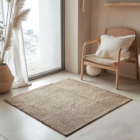 ISAENNE Dark Brown Throw Rugs for Kitchen,Square Non-Slip Comfortable Dirt-Resistant Weave Indoor Area Rug for Living Room Bedroom Nursery Kids Room Home Decorative,3 x 3 Ft in Saudi Arabia