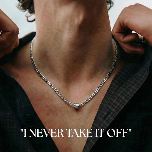 Handmade Silver plated Necklace For Men Set With Silver Plated Bead By Galis Jewelry - Chain Necklace For Men - Vegan Necklace For Men - Jewelry For Men in Kuwait