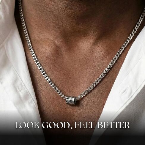 Handmade Silver plated Necklace For Men Set With Silver Plated Bead By Galis Jewelry - Chain Necklace For Men - Vegan Necklace For Men - Jewelry For Men in Kuwait