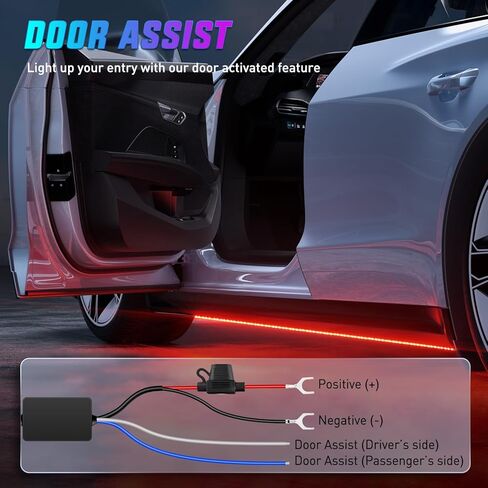 Nilight 8Pcs RGBW Aluminum Underglow Neon Accent Strip Lights 252LEDs Door Assist Multi Color DIY Sound Active Function Music Mode with APP and Remote Control Underbody Light Strips for Car Truck RV in Saudi Arabia