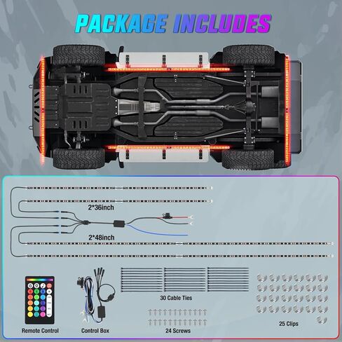 Nilight 8Pcs RGBW Aluminum Underglow Neon Accent Strip Lights 252LEDs Door Assist Multi Color DIY Sound Active Function Music Mode with APP and Remote Control Underbody Light Strips for Car Truck RV in Saudi Arabia