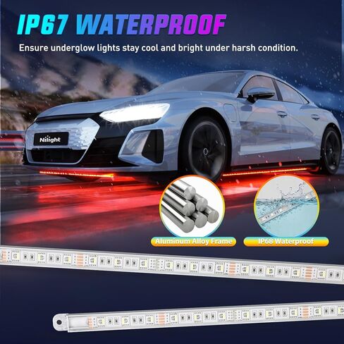 Nilight 8Pcs RGBW Aluminum Underglow Neon Accent Strip Lights 252LEDs Door Assist Multi Color DIY Sound Active Function Music Mode with APP and Remote Control Underbody Light Strips for Car Truck RV in Saudi Arabia