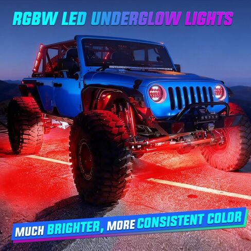 Nilight 8Pcs RGBW Aluminum Underglow Neon Accent Strip Lights 252LEDs Door Assist Multi Color DIY Sound Active Function Music Mode with APP and Remote Control Underbody Light Strips for Car Truck RV in Saudi Arabia