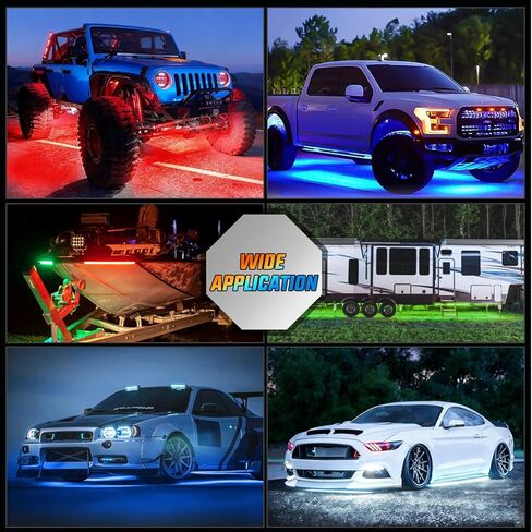 Nilight 8Pcs RGBW Aluminum Underglow Neon Accent Strip Lights 252LEDs Door Assist Multi Color DIY Sound Active Function Music Mode with APP and Remote Control Underbody Light Strips for Car Truck RV in Saudi Arabia