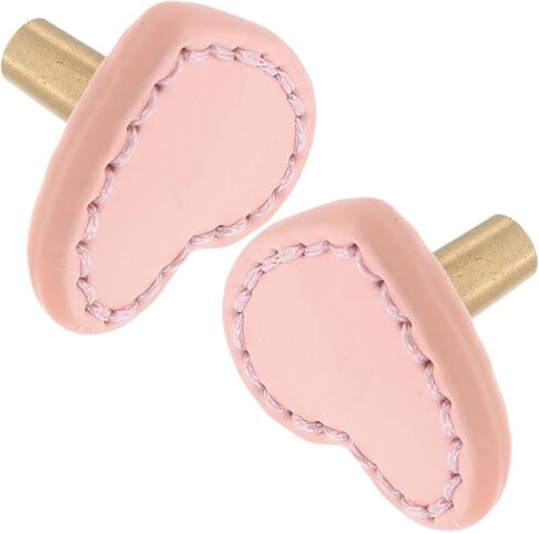 2pcs Heart-Shaped Single Hole Brass Leather Drawer Handles Cute Cabinet Knobs for ’ Room Wardrobe Dresser Furniture Pulls Pink Thickened Leather in Saudi Arabia