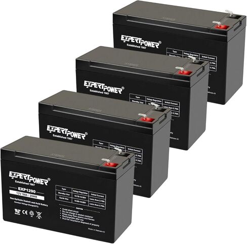 ExpertPower EXP1290 - (4 Pack) 12V 9AH SLA AGM Rechargeable 12V Battery for Ride on Toys, APC Backup UPS Battery Replacement, 12 Volt Batteries for Alarm, Replaces UB1290 CP1290 40748, F2 Terminals in Saudi Arabia