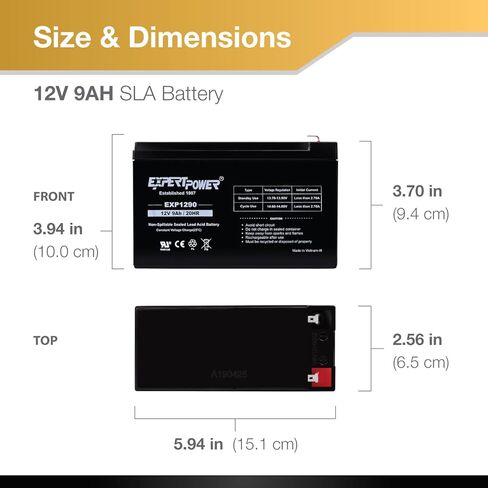 ExpertPower EXP1290 - (4 Pack) 12V 9AH SLA AGM Rechargeable 12V Battery for Ride on Toys, APC Backup UPS Battery Replacement, 12 Volt Batteries for Alarm, Replaces UB1290 CP1290 40748, F2 Terminals in Saudi Arabia