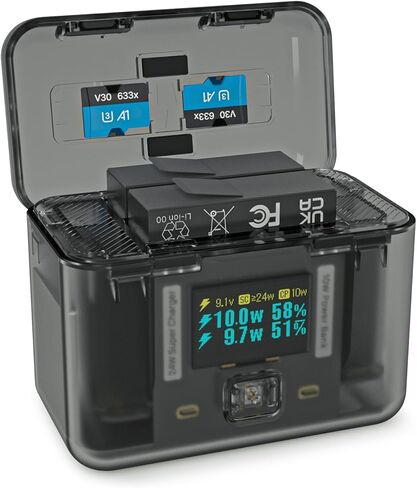 SYMIK Insta 360 Ace Pro 2 Battery Charger, 24W OLED Screen Intelligent Triple Slot Fast Charging Hub for Insta360 Ace Pro 2 / Ace Pro/Ace Battery Accessory, Shows Battery Level (Charger Only) in Kuwait