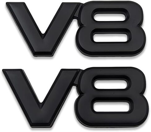 قطعتان من شعار معدني ثلاثي الأبعاد كلاسيكي V-8 ملصق شارة المحرك ملصق رياضي لاستبدال صندوق السيارة للمركبة العالمية (كروم) in Saudi Arabia