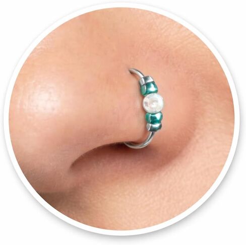 Tiny and Thin Silver Nose Ring - 24 Gauge 7 mm nose piercing hoop - sterling silver nose ring in Kuwait