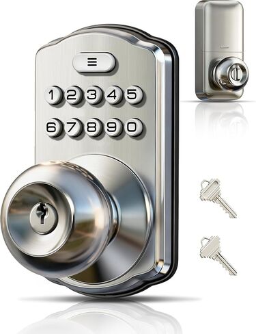 قفل مقبض الباب بلوحة المفاتيح من Veise، قفل رقمي للدخول بدون مفتاح مع مقبض، مقبض إلكتروني ذكي للباب الأمامي وغرفة النوم، سهل التركيب، قفل تلقائي، وضع المرور، كلمة مرور مضادة للزقزقة، أسود غير لامع in Kuwait