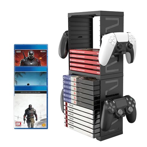 ASFSKY Game Storage Tower Universal Video Game Organizer for 20 Games Storage Compatible with PS5 PS4 Xbox Switch Games Gamer Gifts in Saudi Arabia