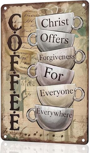 ديكورات القهوة، علامة فنية جدارية معدنية عتيقة لبار القهوة والمطبخ والمقهى وديكور المنزل مقاس 8 × 12 بوصة in Kuwait