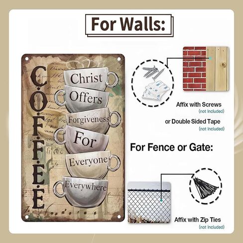 ديكورات القهوة، علامة فنية جدارية معدنية عتيقة لبار القهوة والمطبخ والمقهى وديكور المنزل مقاس 8 × 12 بوصة in Kuwait