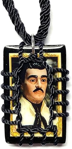 Generic Unisex Adult Jesus Malverde Black Wood Scapular Necklace Charm Escapulario Negro Madera Collar in Saudi Arabia
