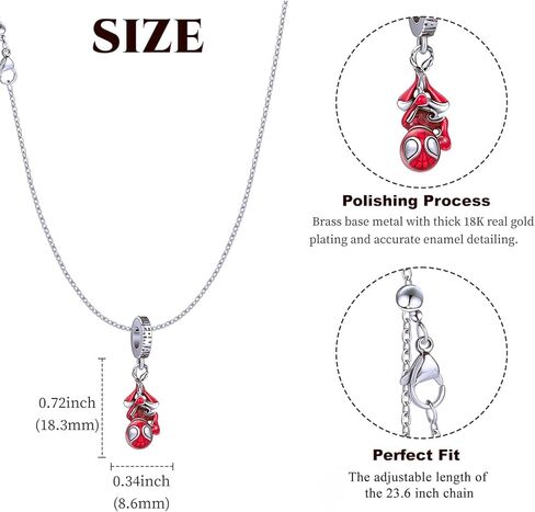 Spiderman Necklace for Women and Men,Skin-Friendly Jewelry with Gift Box,Adjustable Spider Pendant Chain,Superhero Symbols,Ideal for Christmas, Halloween, Birthday Gifts in Kuwait