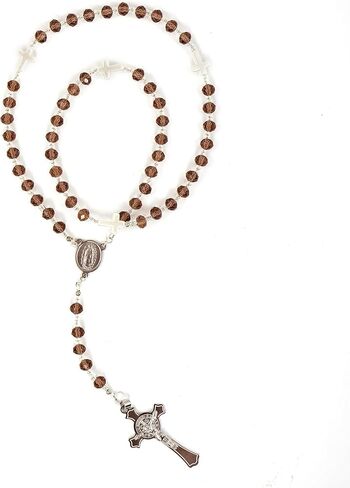 Crystal Rosary Necklace - Complete Traditional Prayer Beads with Crucifix, for Catholic Rosary, Meditation and Spiritual Reflection in Kuwait