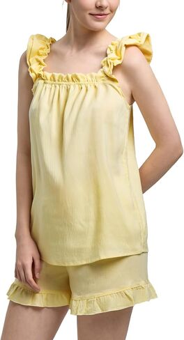 Womens Pajamas Set 2 Piece Ruffle Pj Set Lightweight Summer Pajamas Tank and Shorts Bridal Pj in Saudi Arabia